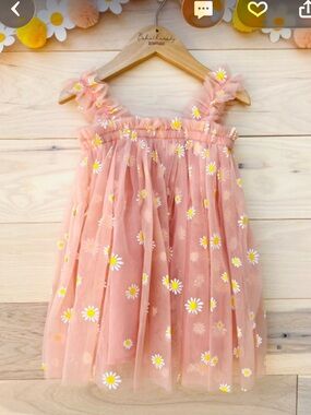 Pink Daisy Tulle Baby Dress